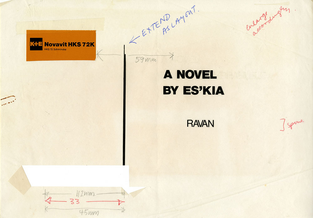Notes and proofs for the cover artwork of <em>Chirundu</em>, in preparation for its publication by Ravan Press in 1979.
